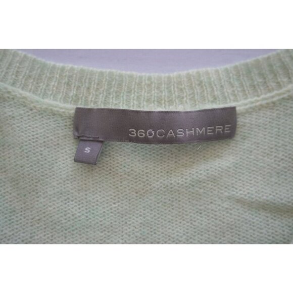 360 Cashmere Light Green 100% Cashmere V-Neck Sweater - Size S - Picture 2 of 8